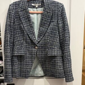 Veronica Beard Navy and White Plaid Blazer